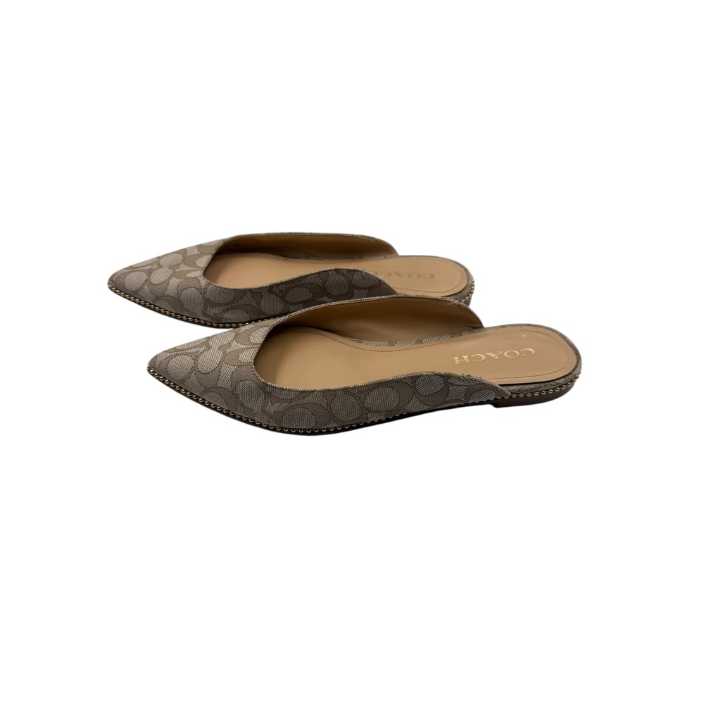 Coach Womens Signature C Jacquard Pointed Toe Mules Khaki Brown Size 9.5 - Picture 3 of 12